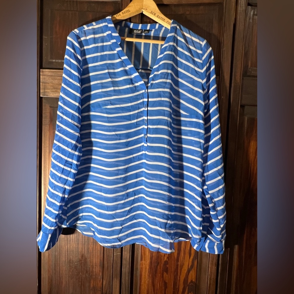 a.n.a Blue and White Striped‎ Top